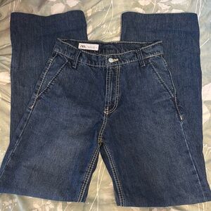 Zara dark blue wide leg jean